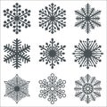 Black Snowflake Shapes Collection Royalty Free Stock Photo