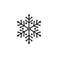 Black snowflake silhouette with a hexagonal shape. It features symmetrical, Royalty Free Stock Photo