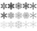 Black snowflake vector set for cards, invitation, backgrounds