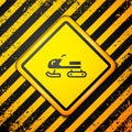 Black Snowmobile icon isolated on yellow background. Snowmobiling sign. Extreme sport. Warning sign. Vector