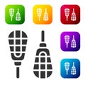 Black Snowshoes icon isolated on white background. Winter sports and outdoor activities equipment. Set icons in color