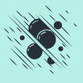 Black Soap water bubbles icon isolated on green background. Glitch style. Vector