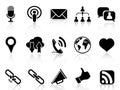 Black social communication icons set Royalty Free Stock Photo