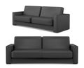 Black sofa 3d with fabric surface.