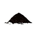 Black soil pile, dirt or humus mound in front view isolated on white background. Flat vector realistic illustration of Royalty Free Stock Photo