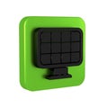 Black Solar energy panel icon isolated on transparent background. Green square button. Royalty Free Stock Photo