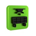 Black Solar energy panel icon isolated on transparent background. Green square button. Royalty Free Stock Photo