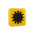 Black Solar energy panel icon isolated on transparent background. Sun with lightning symbol. Yellow square button. Royalty Free Stock Photo