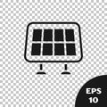 Black Solar energy panel icon isolated on transparent background. Vector Royalty Free Stock Photo