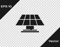 Black Solar energy panel icon isolated on transparent background. Vector Royalty Free Stock Photo