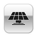Black Solar energy panel icon isolated on white background. Silver square button. Vector Royalty Free Stock Photo