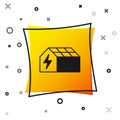Black Solar energy panel icon isolated on white background. Yellow square button. Vector Royalty Free Stock Photo