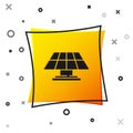 Black Solar energy panel icon isolated on white background. Yellow square button. Vector Royalty Free Stock Photo