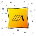 Black Solar energy panel icon isolated on white background. Yellow square button. Vector Royalty Free Stock Photo