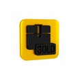 Black Sold icon isolated on transparent background. Yellow square button.