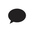 A black, solid color speech bubble silhouette with a pointed tail on a white backgroun Royalty Free Stock Photo