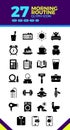 Black solid glyph set icon illustration morning wake up activity concept for web or infographic