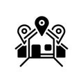 Black solid icon for Address, location and locale