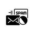 Black solid icon for Anti spam, message and communication Royalty Free Stock Photo