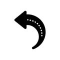 Black solid icon for Arrow, turn and direction