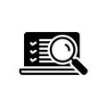 Black solid icon for Assess, magnify and glass