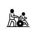 Black solid icon for Assisted, help and wheelchair