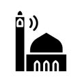 Black solid icon azan mosque. Royalty Free Stock Photo