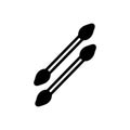 Black solid icon for Baby Q Tips, cotton swabs and medical