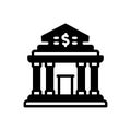 Black solid icon for Bank, building and economy