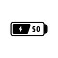 Black solid icon for Battery, electricity and voltage Royalty Free Stock Photo