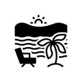 Black solid icon for Beach, seaside and seashore Royalty Free Stock Photo