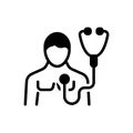 Black solid icon for Body Check, checkup and patient