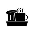 Black solid icon for breakfast, coffee and hot Royalty Free Stock Photo