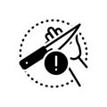 Black solid icon for Carefulness, cautious and knife Royalty Free Stock Photo