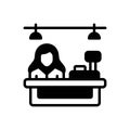 Black solid icon for Cashiers, clerk and bank