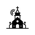 Black solid icon for Church, house of god and place