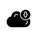 Black solid icon for Cloud upload, computing and database Royalty Free Stock Photo