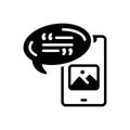 Black solid icon for Comment, testimonial and photo Royalty Free Stock Photo