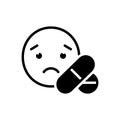 Black solid icon for Compulsion, helplessness and pills