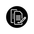 Black solid icon for Contract, agreement and appendage Royalty Free Stock Photo