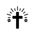 Black solid icon for Cross, faith and mythology