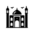 Black solid icon for The, mosque and architecture Royalty Free Stock Photo