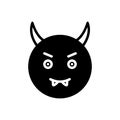 Black solid icon for Devil, evil and emotion