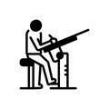 Black solid icon for Draughtsman, man and gun