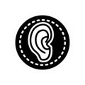 Black solid icon for Ear, hear and human Royalty Free Stock Photo
