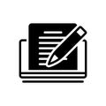 Black solid icon for Editor, pencil and copyholder