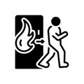 Black solid icon for Emergency, exit and evacuation