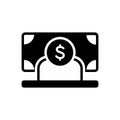 Black solid icon for Employee Wages, salary and account