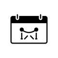 Black solid icon for Events, rope and calendar