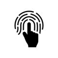 Black solid icon for Finger print, biometric and identity